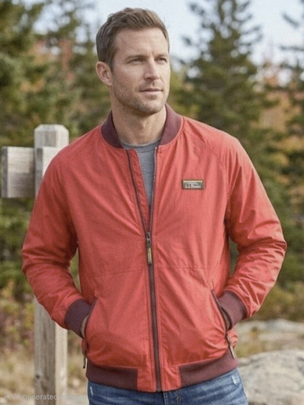 L.L. BEAN Men's 3-Season Bomber Jacket Fleece Lined Sz L